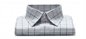 Checked grey and blue shirt by Saint Crispin tailors in Northampton